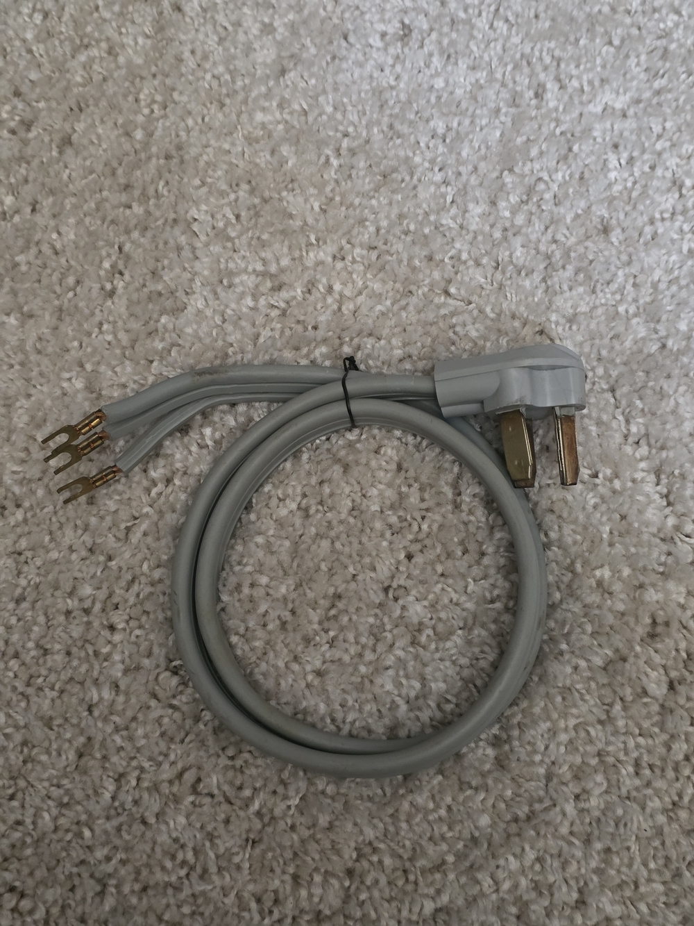 240 Volt Gray Right-Angle Power Cord with Spade Connectors